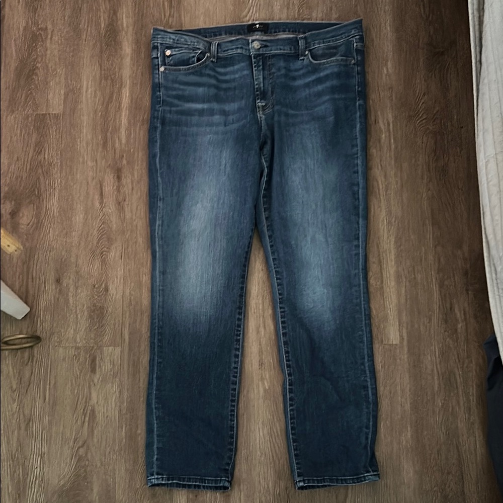 Blue Straight-Leg Jeans with Faded Wash